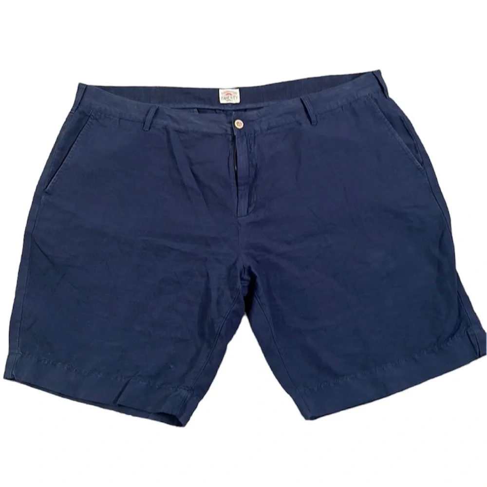 FAHERTY brand linen cotton blend short size 40 navy blue summer vacation